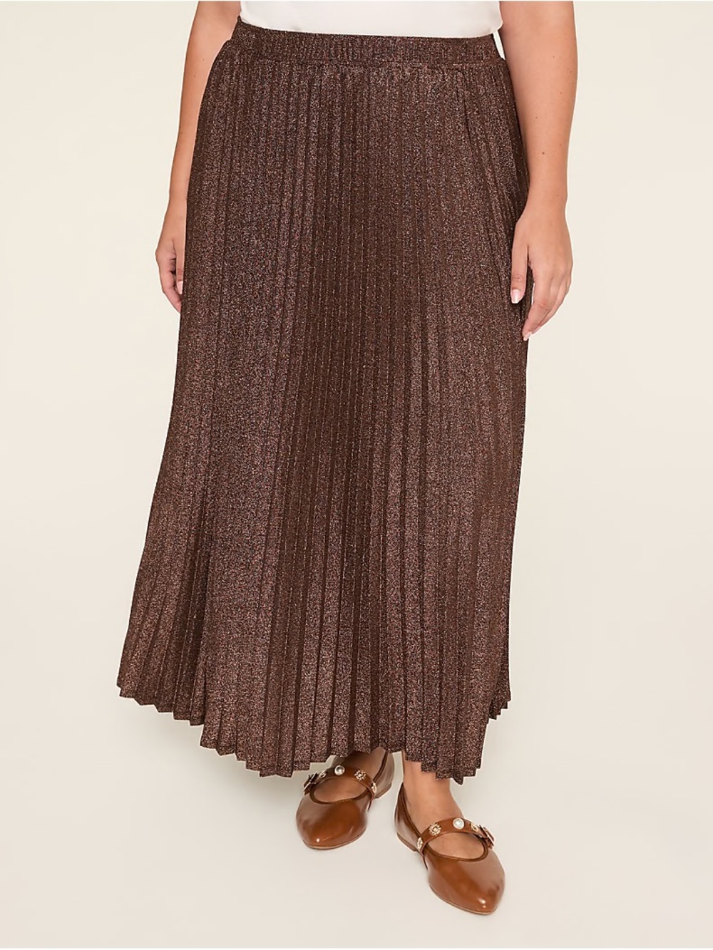 Lane Bryant NWT Shimmery Metallic Knit Pleated Maxi Skirt 14/16